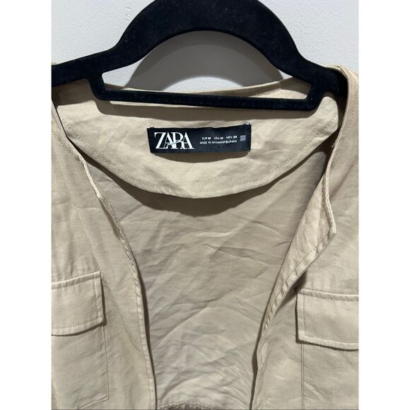 ZARA Viscose Blend Field Utility Jacket Open Front Peplum - Picture 4 of 7